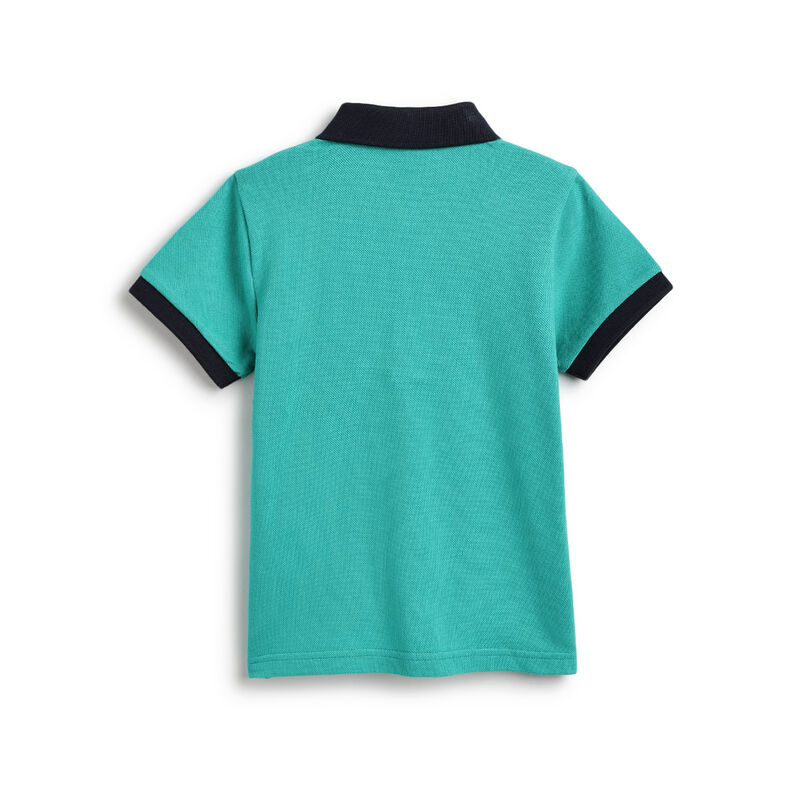 Boys Medium Green Printed Short Sleeve Polo image number 1